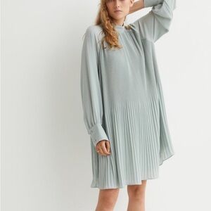 H&M Pleated Light Blue Dress
